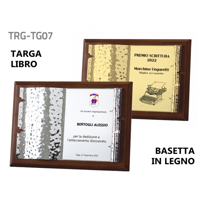 Targa libro con basetta legno