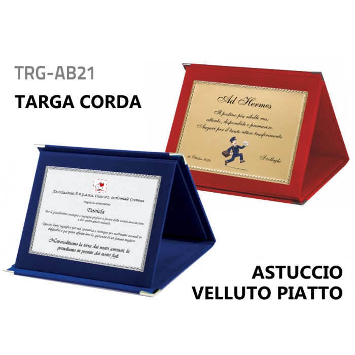 Targa Corda astuccio velluto piatto