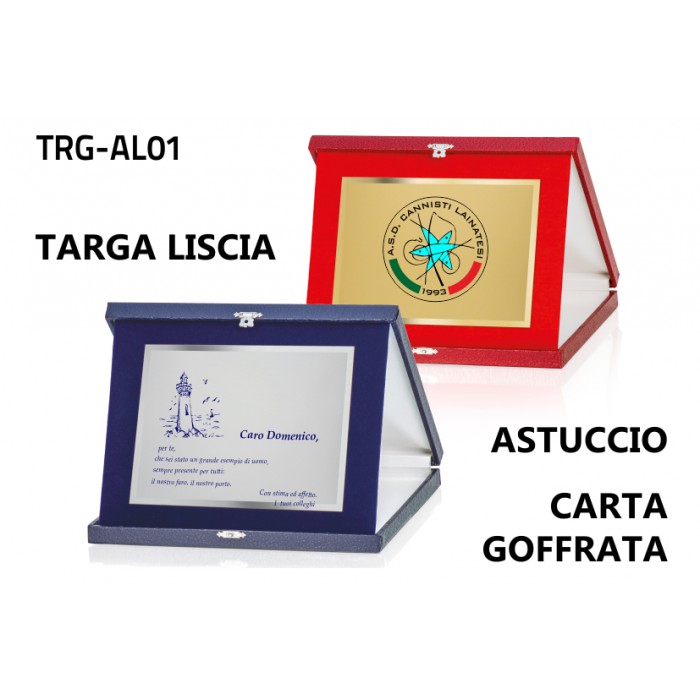 Targa semplice astuccio carta goffrata