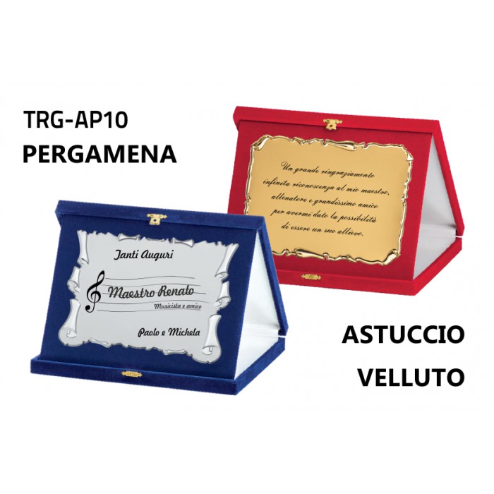 Targa pergamena astuccio velluto