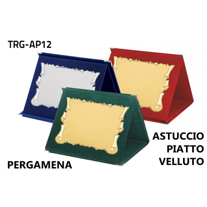 Targa pergamena astuccio piatto velluto