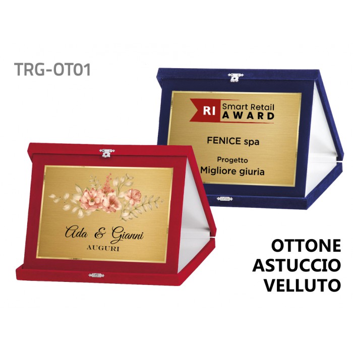 Targa ottone liscia astuccio velluto