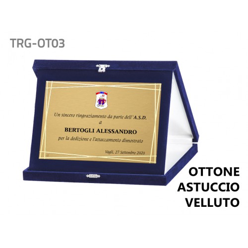 Targa ottone astuccio velluto