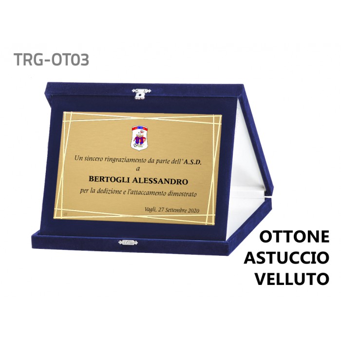 Targa ottone astuccio velluto