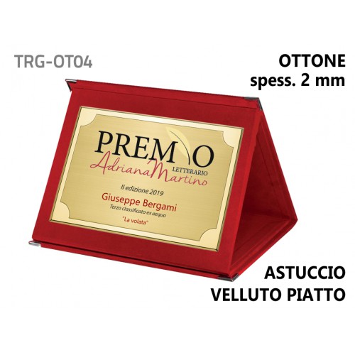 Targa ottone spessa astuccio velluto